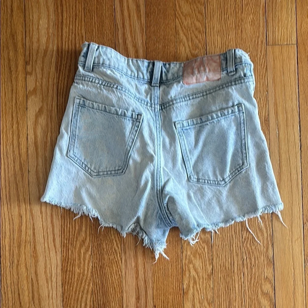 Zara Light Blue Distressed Jean Shorts